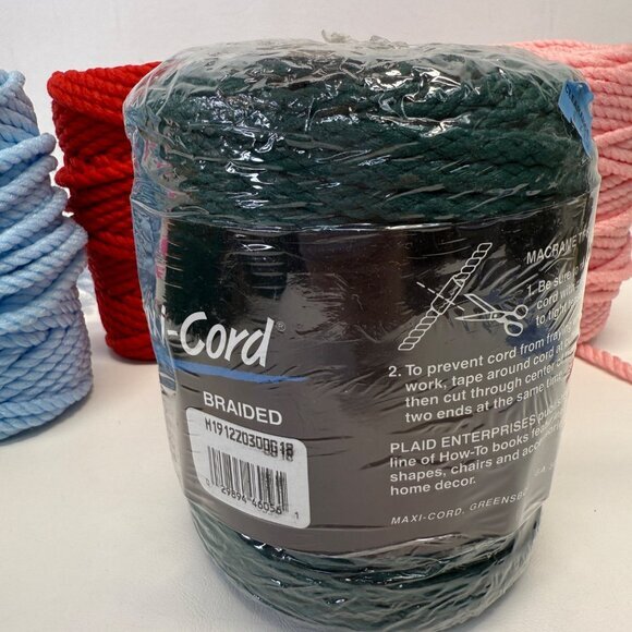 Maxi-Cord Braided Polypropylene Macrame Cord Lot Green Red Blue Pink - Picture 5 of 9